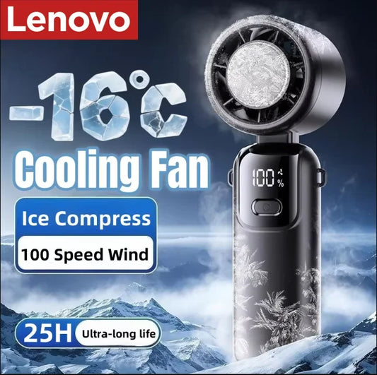 Lenovo Ice Cooling Handheld Fan 100 Speeds Turbo Fast Chill