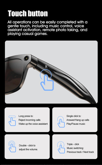 4K HD AI Smart Glasses 800w Pixel Camera Pro