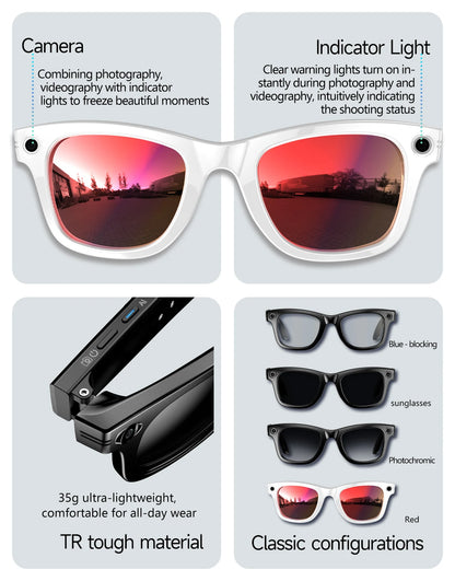 Cyan AI Smart Glasses with Camera, Real-Time Translation & Bluetooth Calling