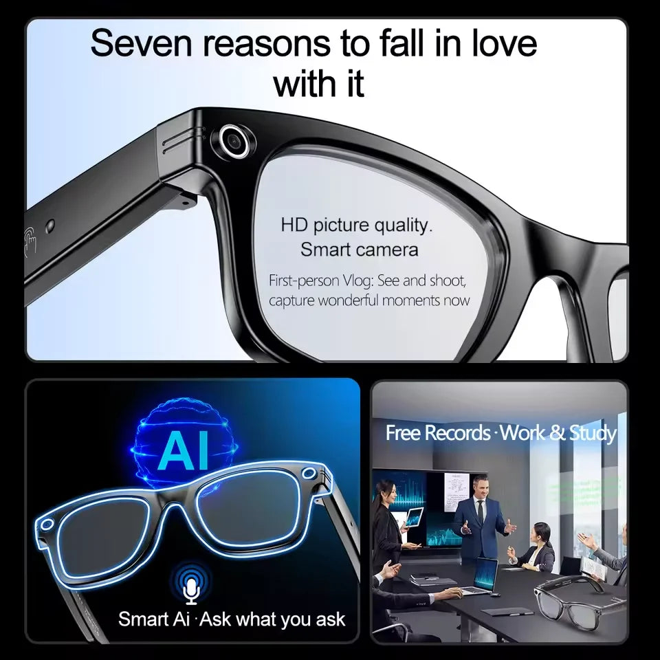 Cyan AI Smart Glasses with Camera, Real-Time Translation & Bluetooth Calling