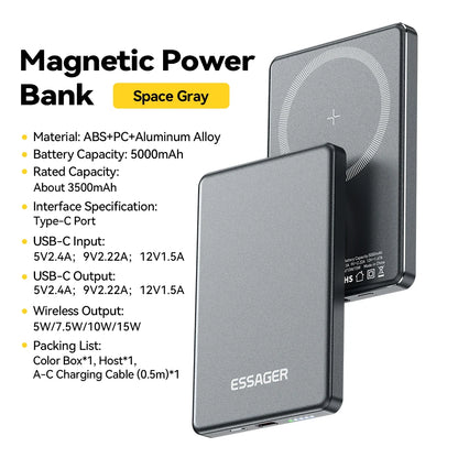 Essager Thin Wireless Power Bank 5000mAh Portable