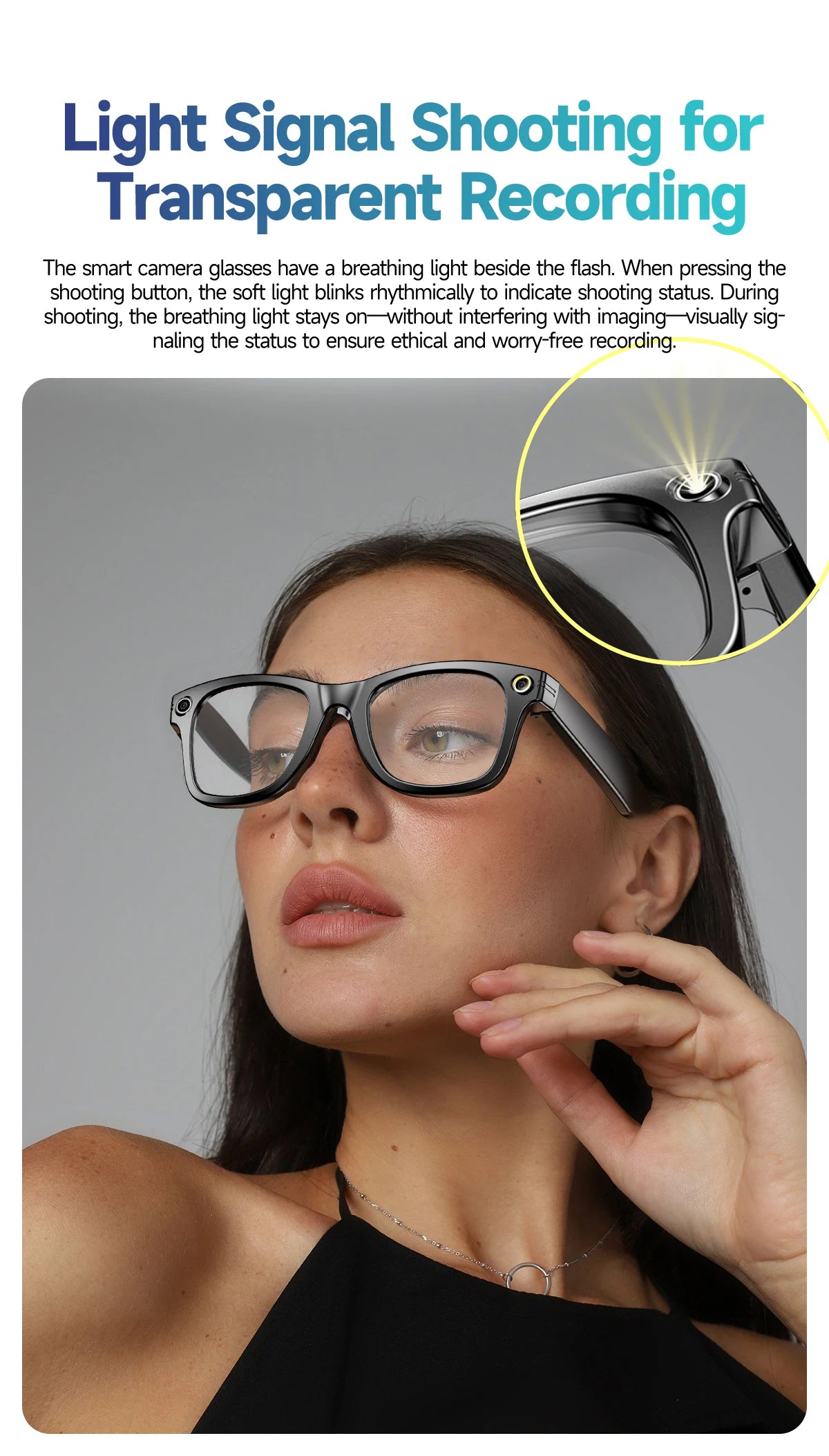 Cyan AI Smart Glasses with Camera, Real-Time Translation & Bluetooth Calling