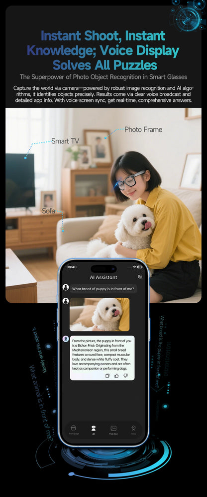 Cyan AI Smart Glasses with Camera, Real-Time Translation & Bluetooth Calling