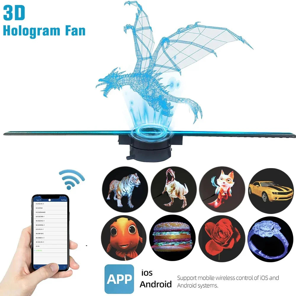 3D Hologram Fan 42CM WiFi Light Projector HD