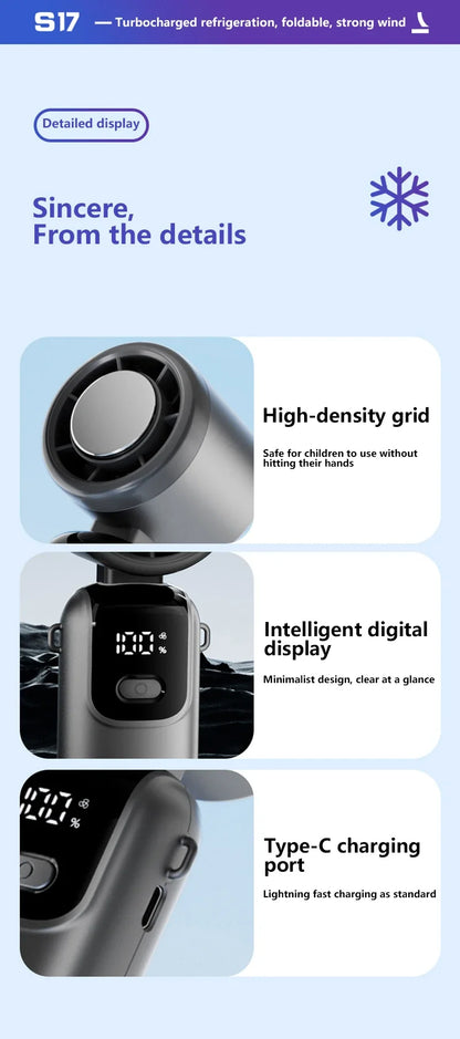 Lenovo Ice Cooling Handheld Fan 10Chill0 Speeds Turbo Fast
