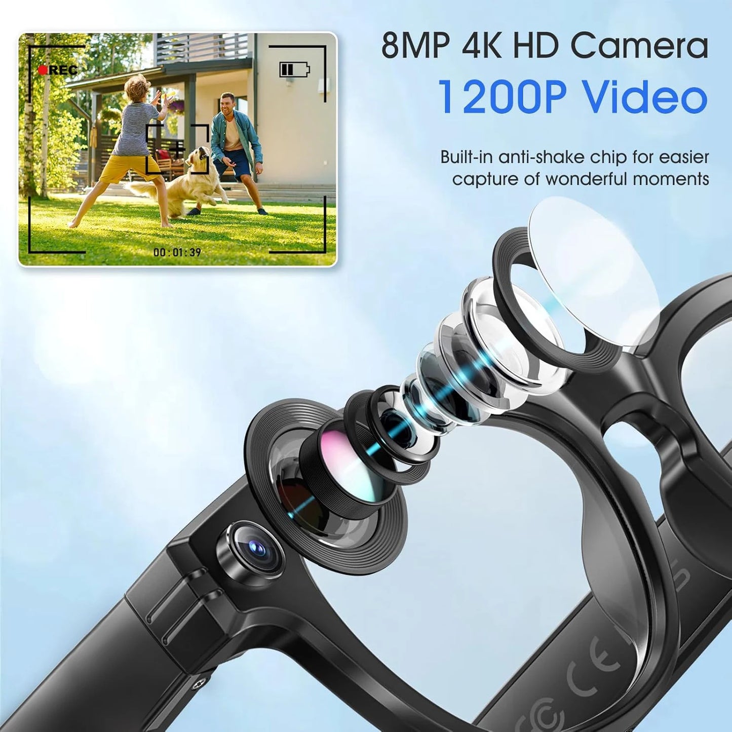 Cyan AI Smart Glasses with Camera, Real-Time Translation & Bluetooth Calling