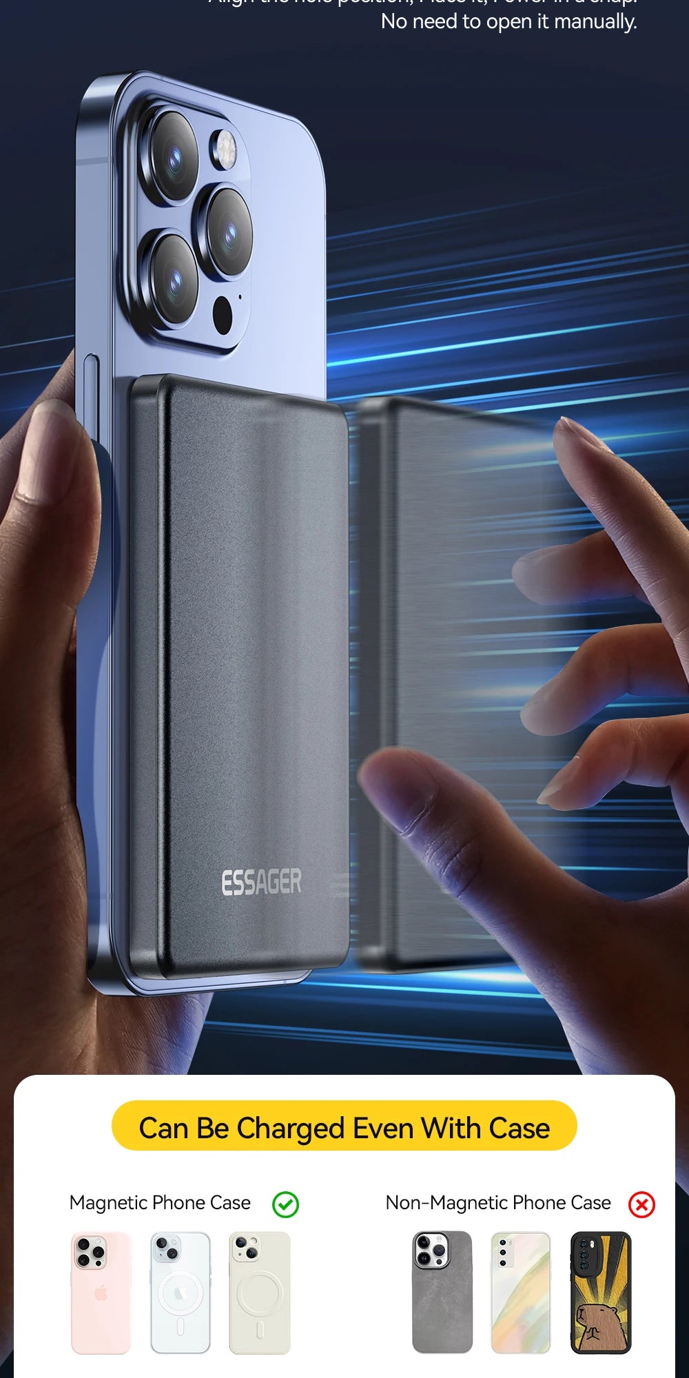 Essager Thin Wireless Power Bank 5000mAh Portable