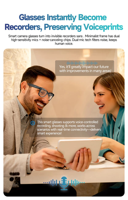 Cyan AI Smart Glasses with Camera, Real-Time Translation & Bluetooth Calling