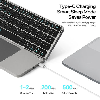 Foldable Bluetooth Keyboard with Touchpad & Holde