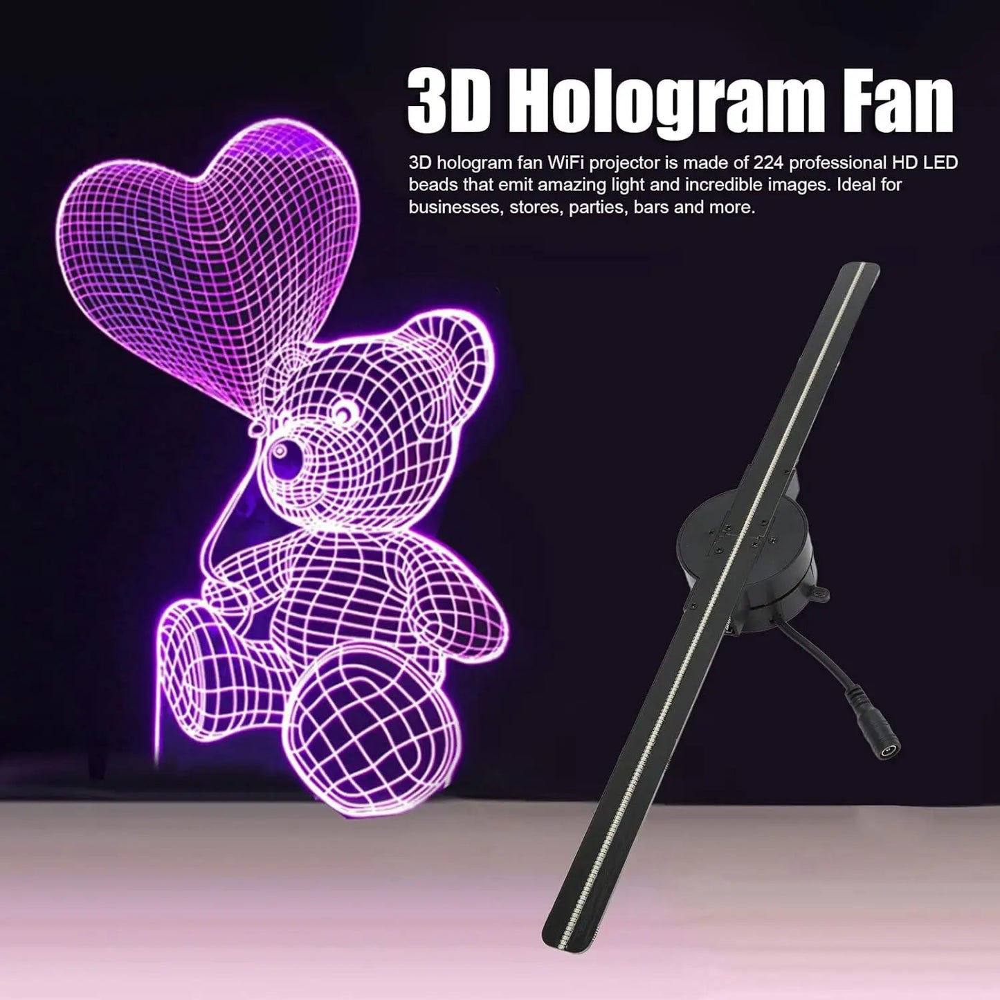 3D Hologram Fan 42CM WiFi Light Projector HD
