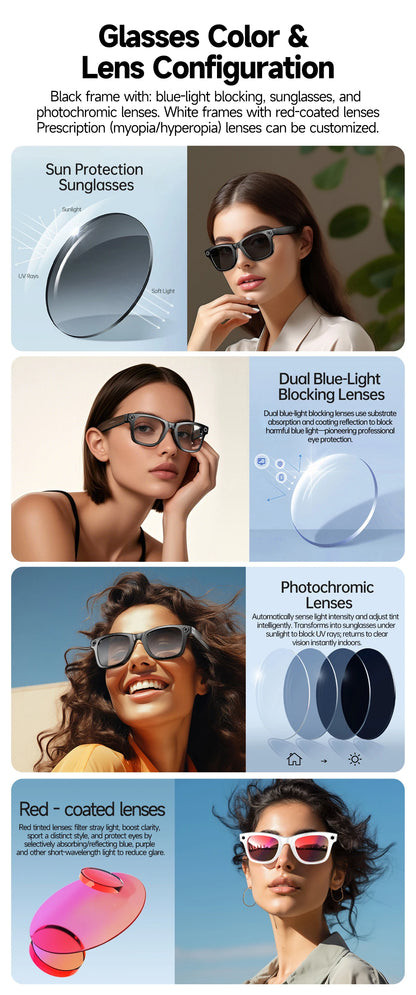 Cyan AI Smart Glasses with Camera, Real-Time Translation & Bluetooth Calling