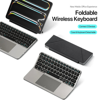 Foldable Bluetooth Keyboard with Touchpad & Holde