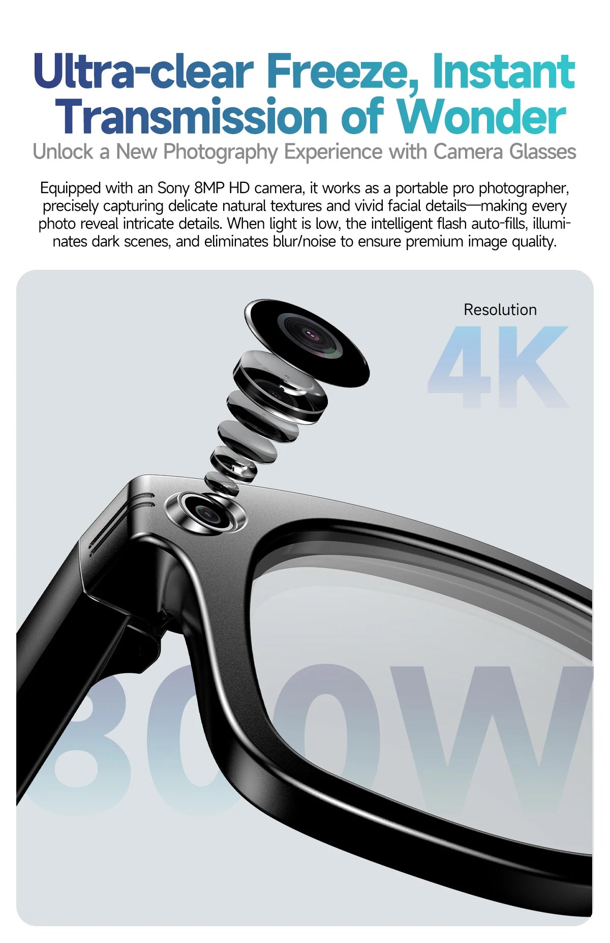 Cyan AI Smart Glasses with Camera, Real-Time Translation & Bluetooth Calling