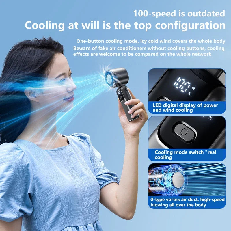 Lenovo Ice Cooling Handheld Fan 10Chill0 Speeds Turbo Fast