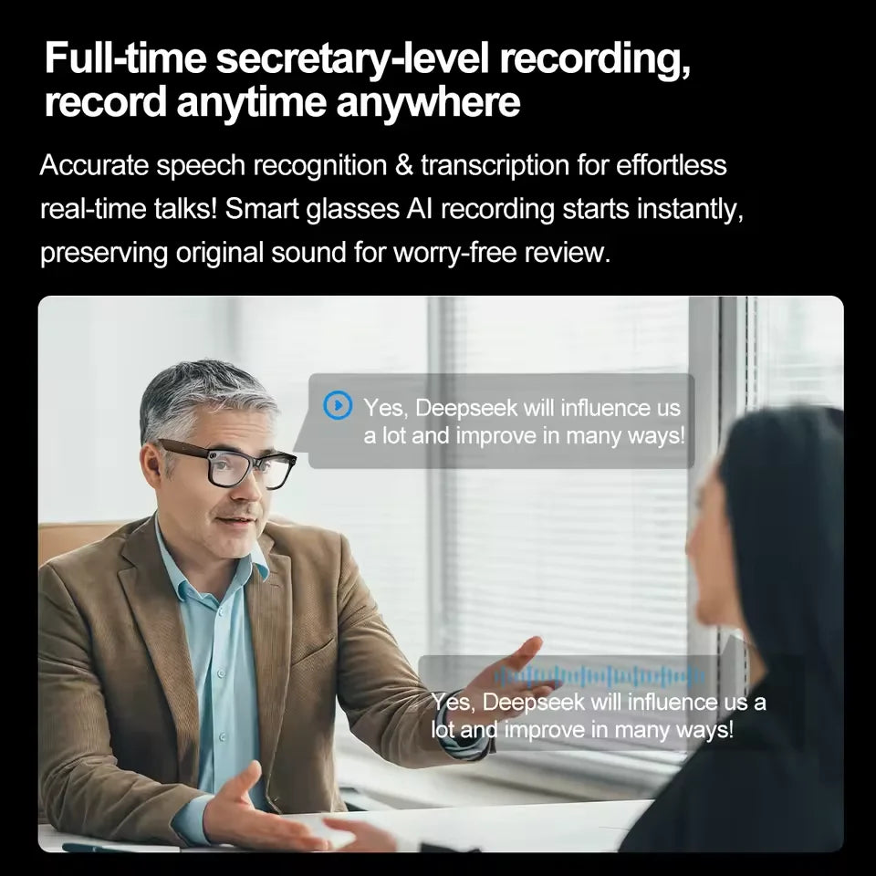 Cyan AI Smart Glasses with Camera, Real-Time Translation & Bluetooth Calling